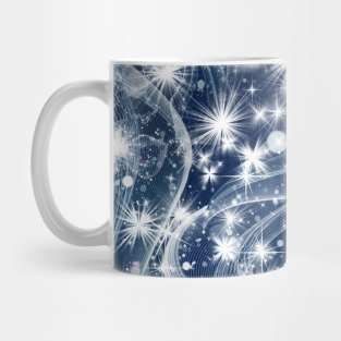 Sparkly seasonal lights with white stars and snowflakes Mug